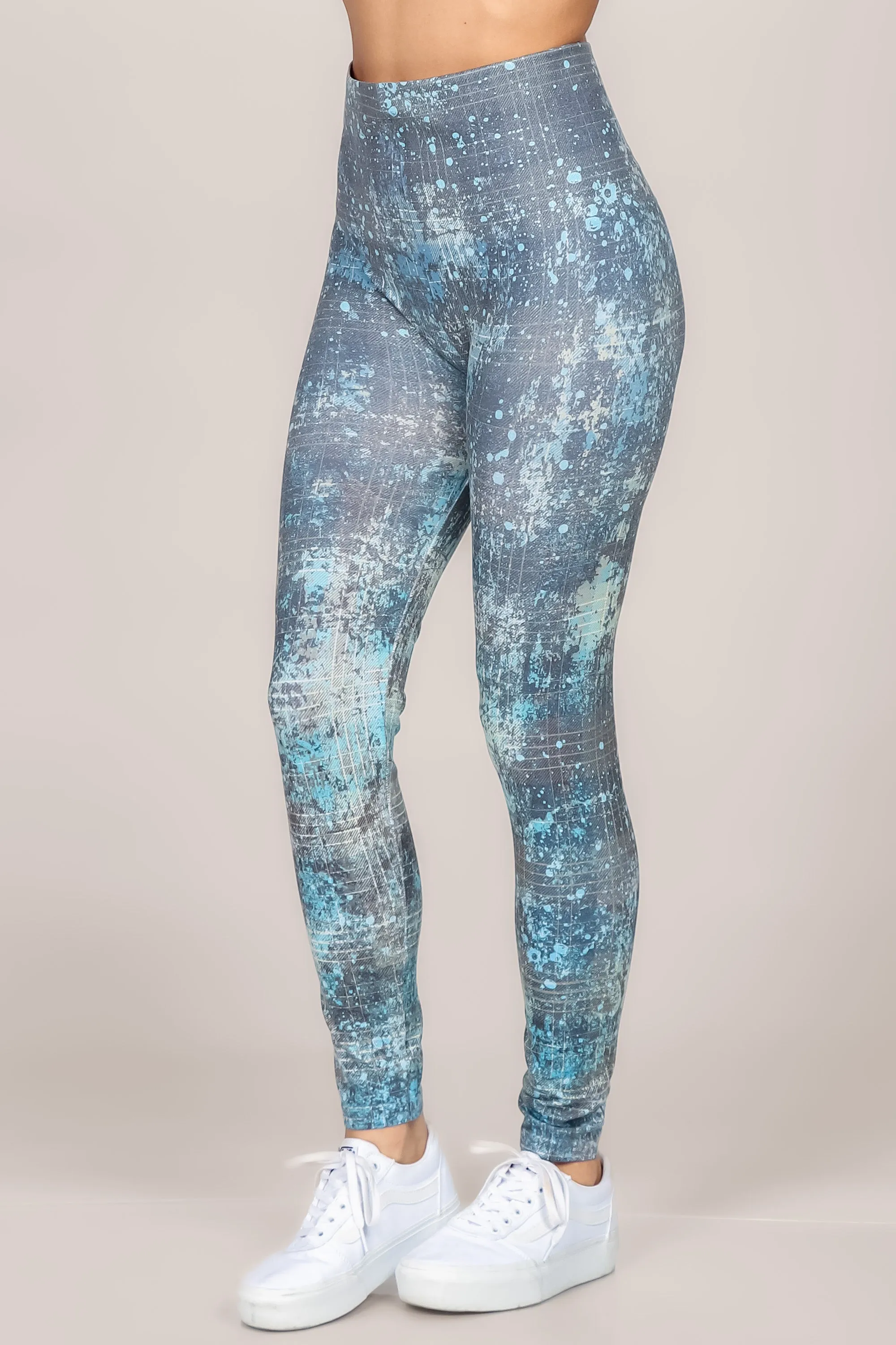 High Waist Blue Dye Stained Legging