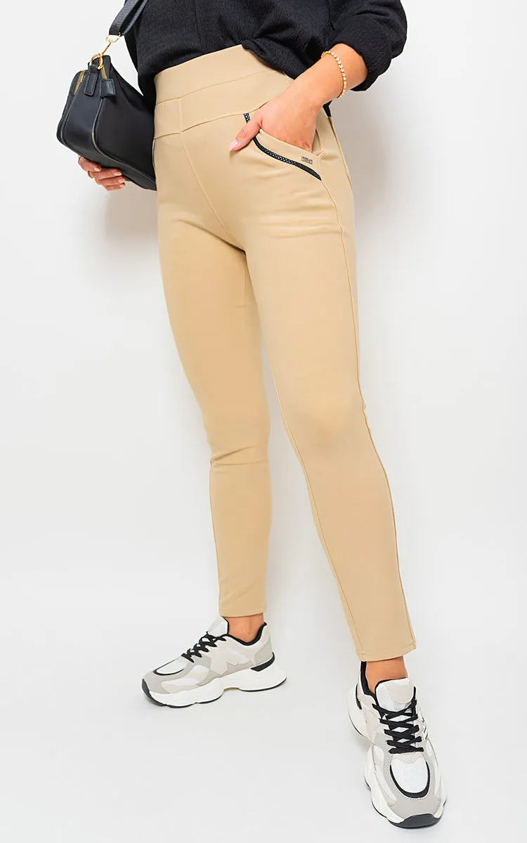 High Waist Double Band Pocket Leggings