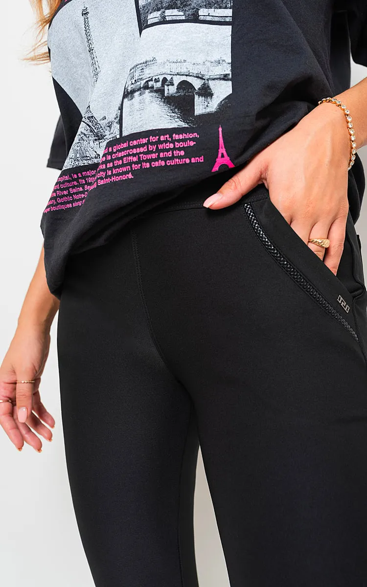 High Waist Double Band Pocket Leggings