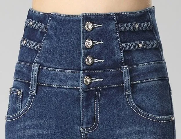 High-Waist Embellished Skinny Jeans