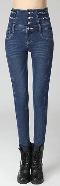 High-Waist Embellished Skinny Jeans