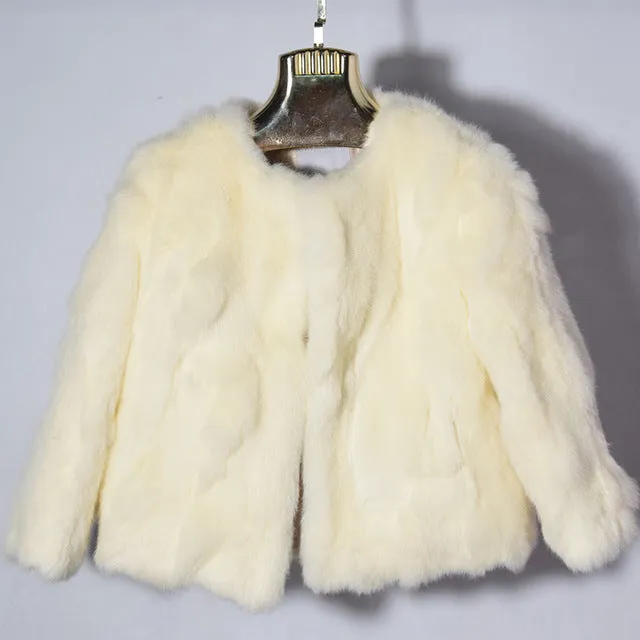 Hot Women Real Rabbit Fur Coat Natural Rex Rabbit Fur Coat O-Neck Fashion Slim Thin Rabbit Fur Coat Full Pelt Genuine Fur Jacket