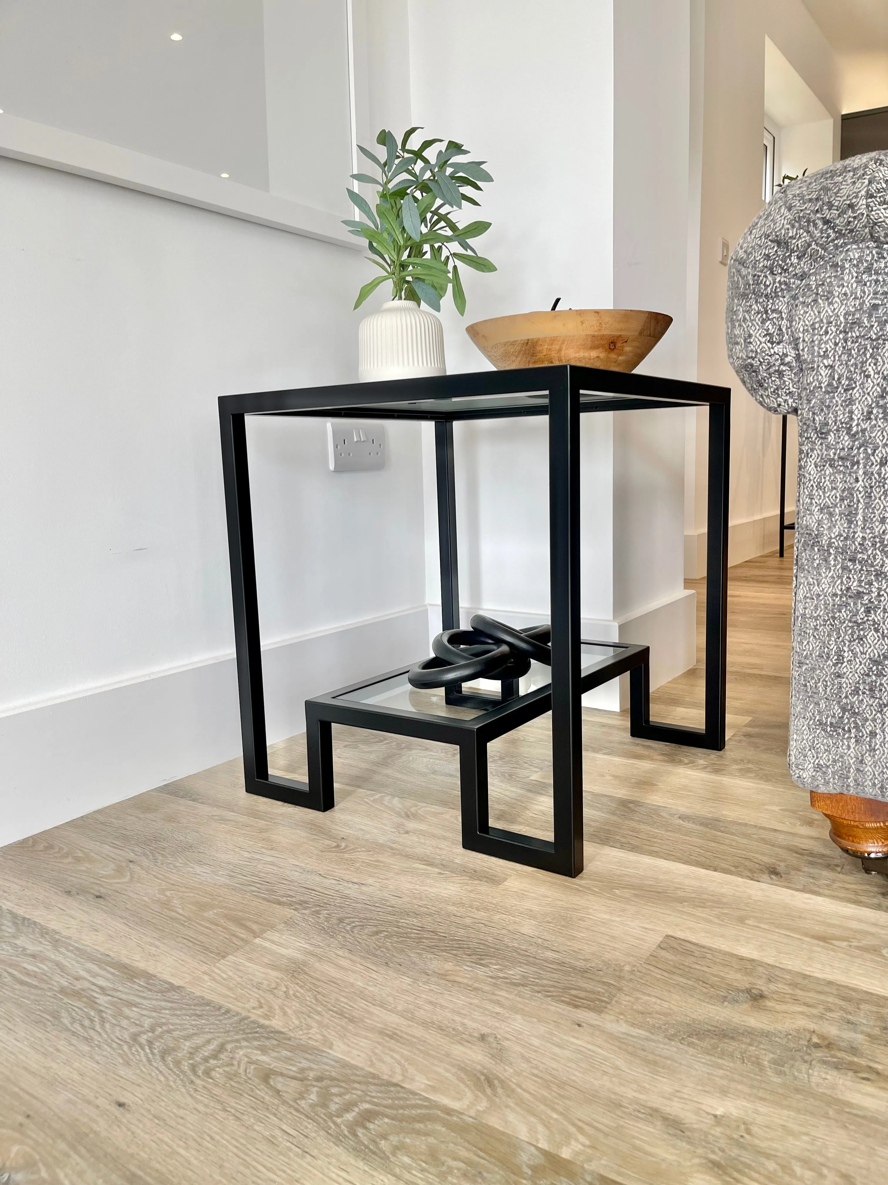 Hudson Glass Metal Side Table - Black