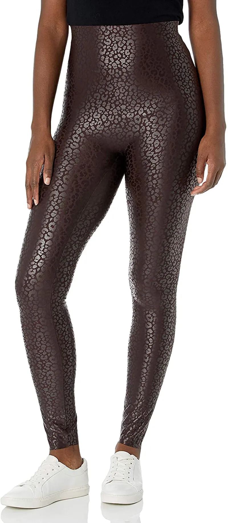 HUE Women's Faux Leather Sleek Effect High Waist Legging