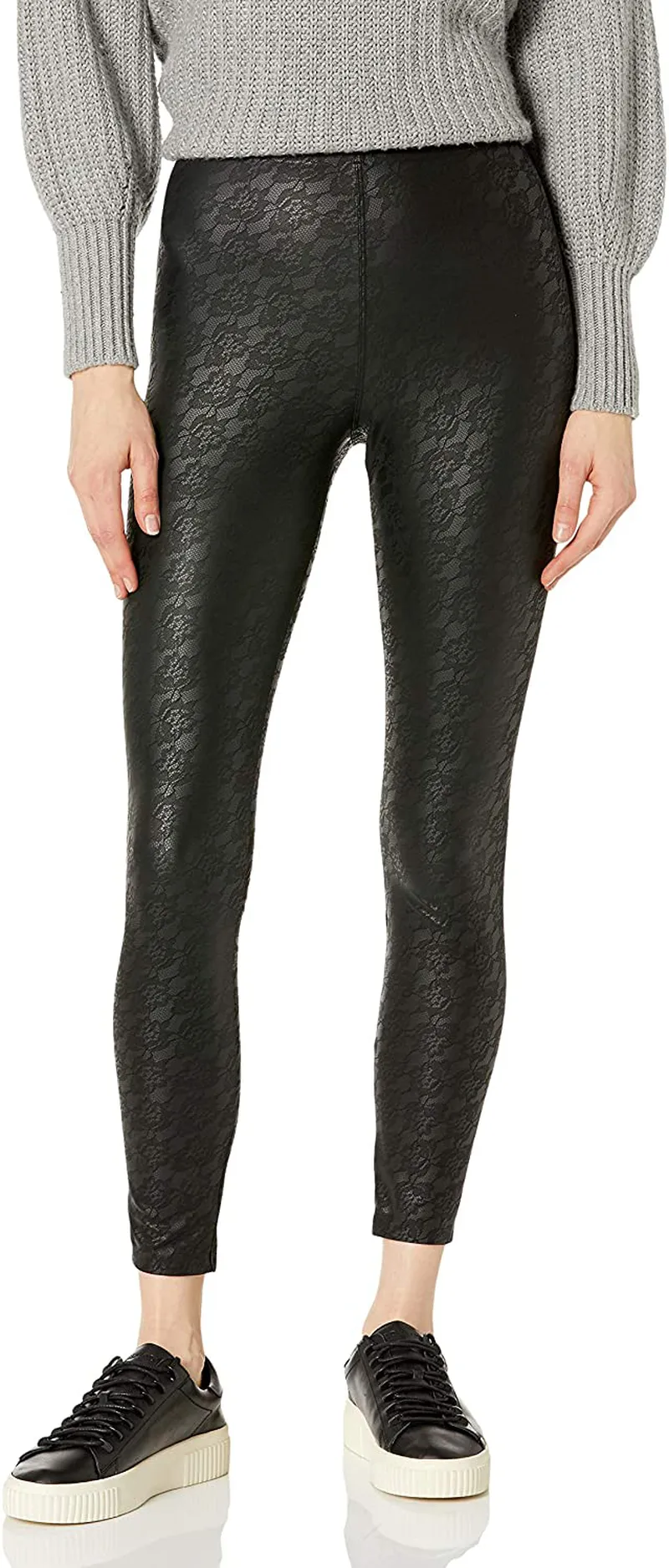 HUE Women's Faux Leather Sleek Effect High Waist Legging