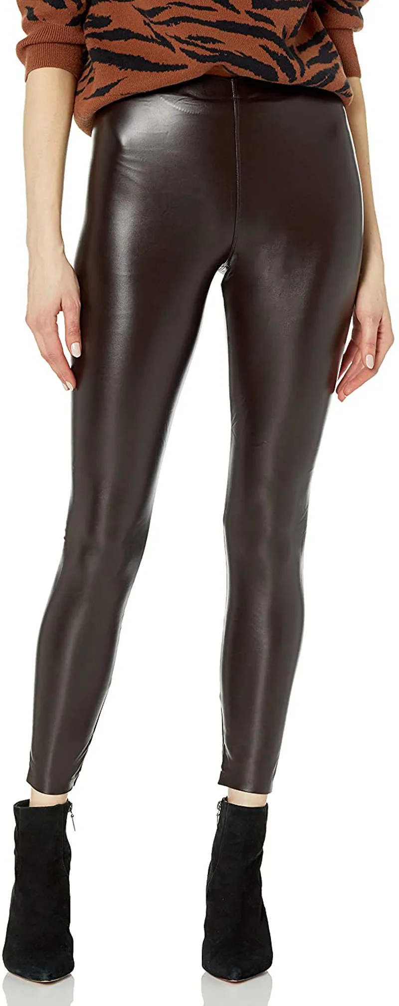 HUE Women's Faux Leather Sleek Effect High Waist Legging