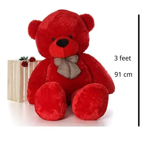 Hug N Feel 3Feet Red Giant Teddy Bear Soft, Plush, and Cuddly Stuffed Animal for Kids, Birthdays, Anniversaries, Valentine's Day, and Special Occasions Large Huggable