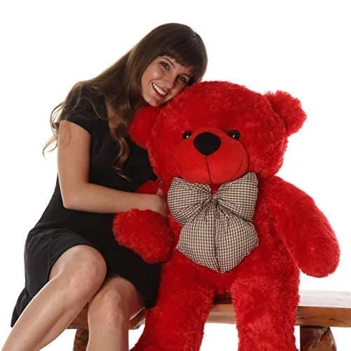 Hug N Feel 3Feet Red Giant Teddy Bear Soft, Plush, and Cuddly Stuffed Animal for Kids, Birthdays, Anniversaries, Valentine's Day, and Special Occasions Large Huggable