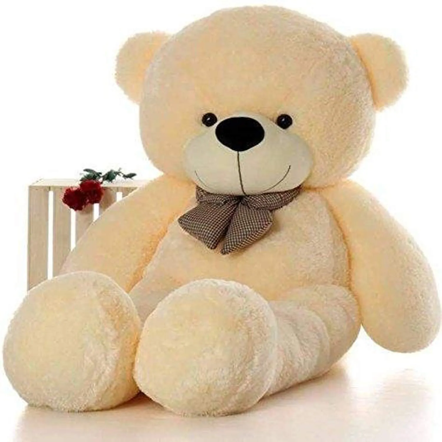 Hug N Feel 4 Feet Cream Giant Teddy Bear Soft, Plush, and Cuddly Stuffed Animal for Kids, Birthdays, Anniversaries, Valentine's Day, and Special Occasions Large Huggable