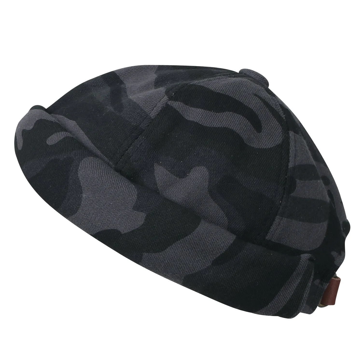 ililily Camouflage Pattern Cotton Short Beanie Strap Back Soft Hat Casual Cap