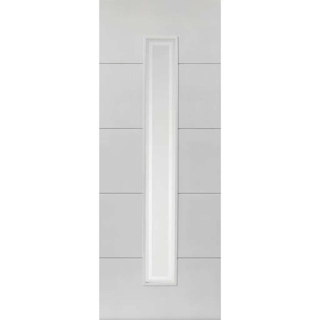 J B Kind White Contemporary Dominion Primed Flush Internal Door - Etched Glass