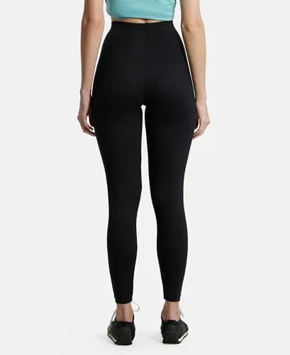 Jockey Women's Slim Fit Cotton Blend Leggings with Concealed Elastic Band (AW87_Black_M_Black_M)