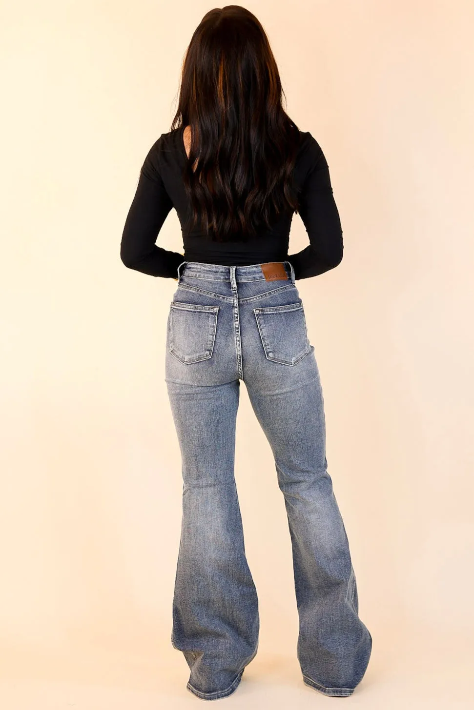 Judy Blue | Modern Muse High Waisted Tummy Control Flare Jean in Contrast Dark Wash