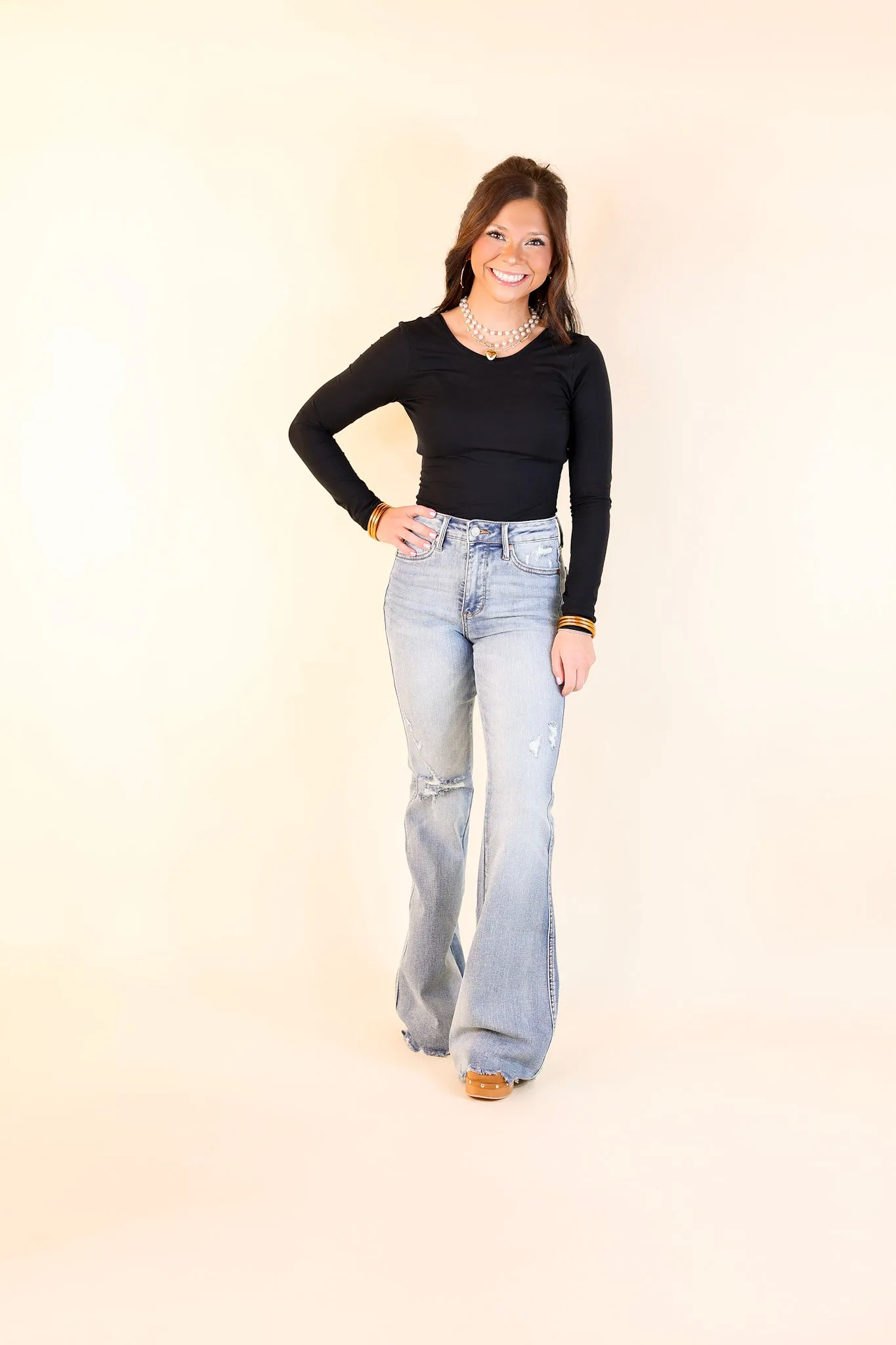 Judy Blue | Raw Appeal Tummy Control Destroy Flare Jean in Medium Wash