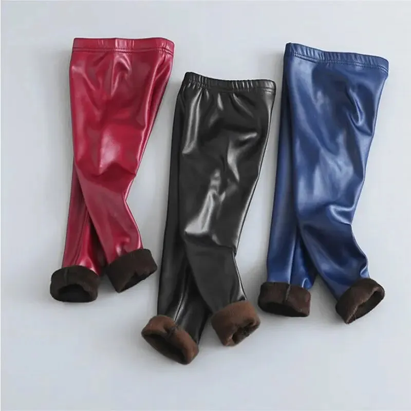 Kids Thick Velvet Leggings Pants Children's Warm Trousers