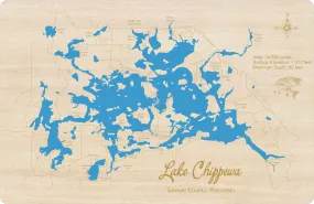 Lake Chippewa, Wisconsin - Laser Cut Wood Map