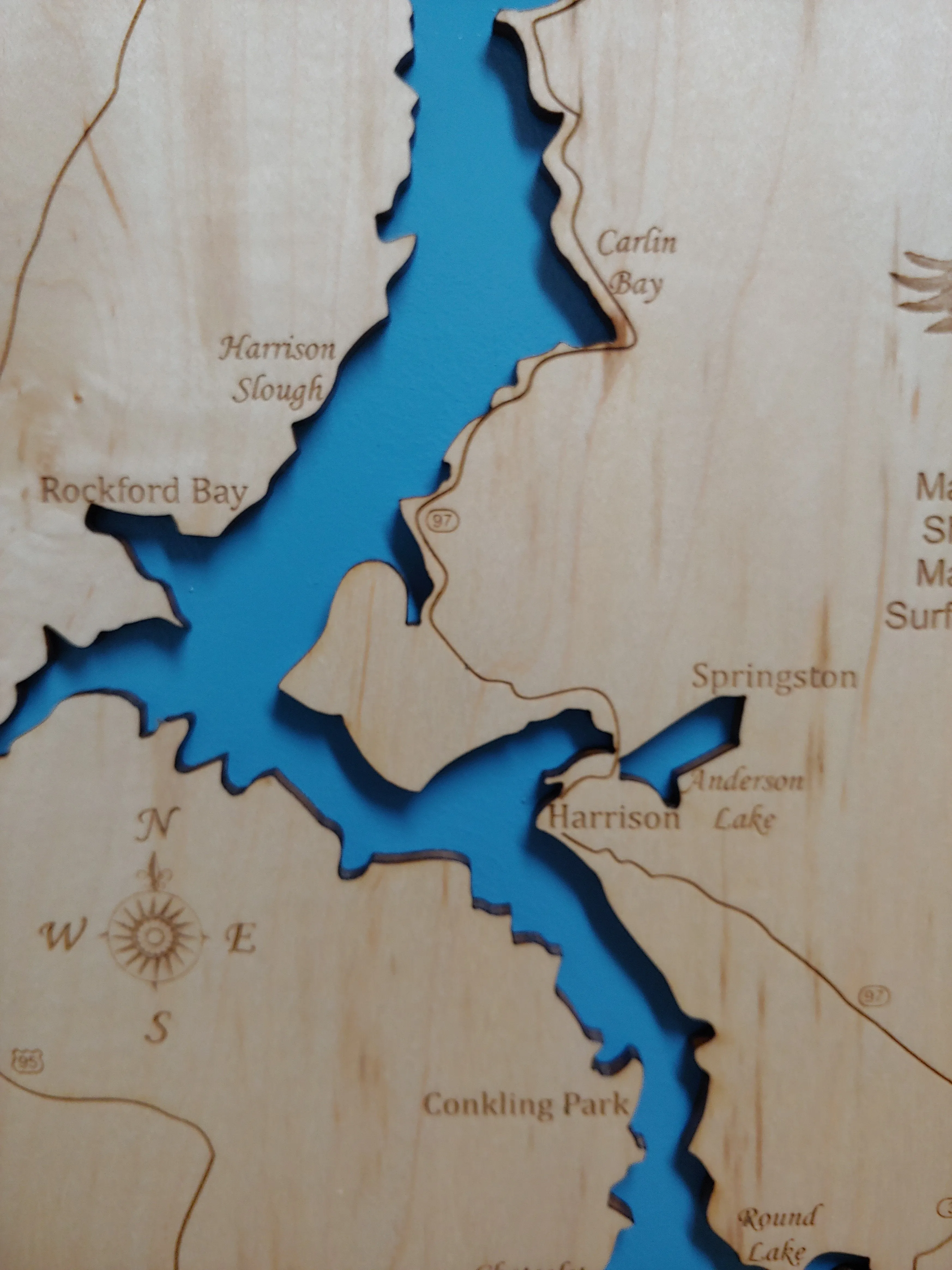 Lake Coeur d'Alene, Idaho - Laser Cut Wood Map