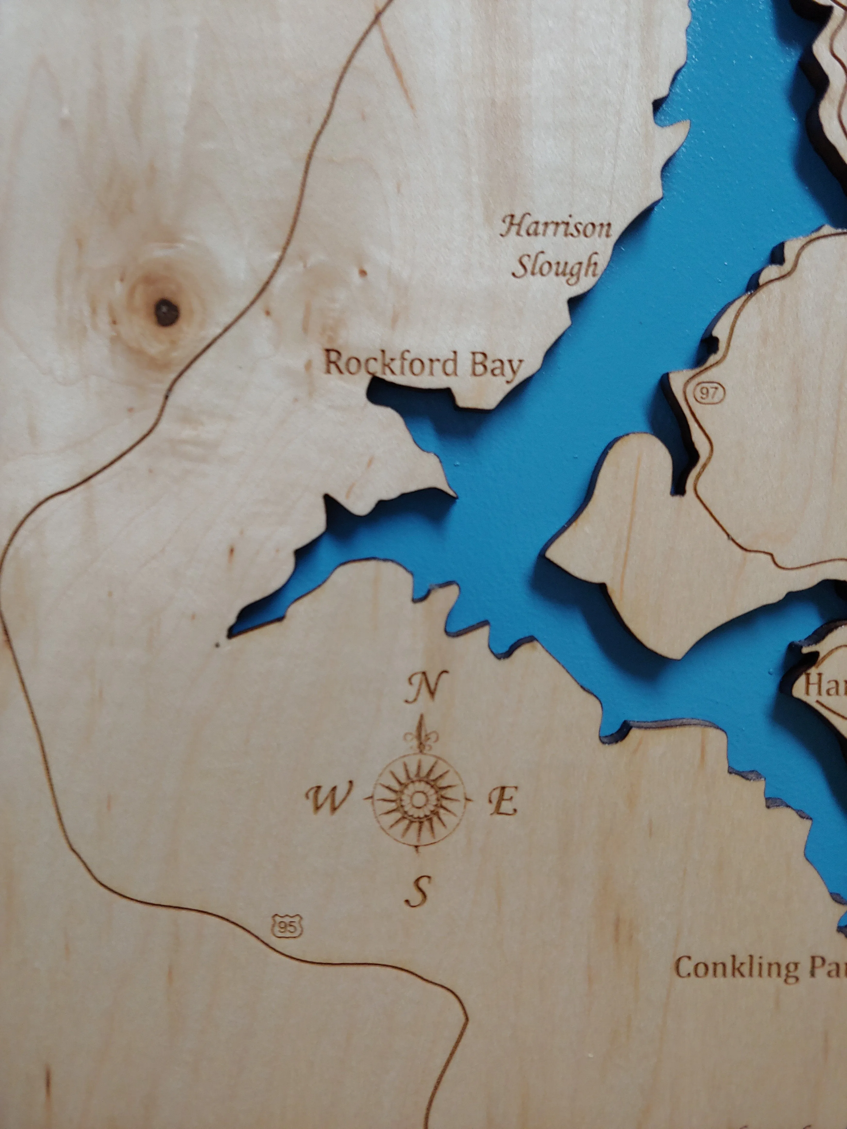 Lake Coeur d'Alene, Idaho - Laser Cut Wood Map