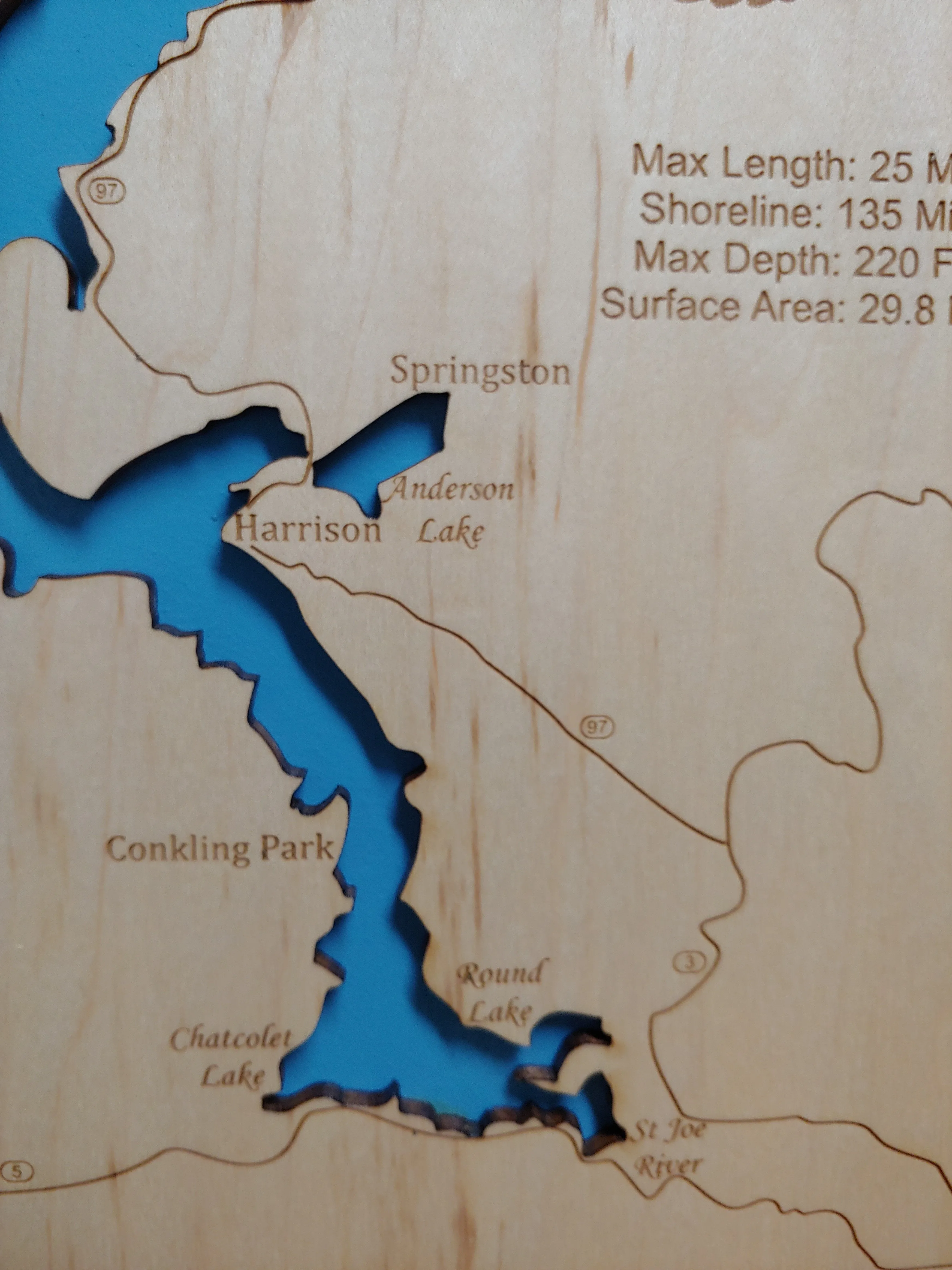 Lake Coeur d'Alene, Idaho - Laser Cut Wood Map