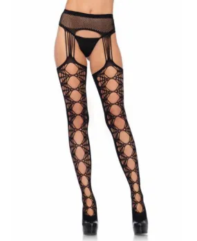 Leg Avenue Hex Opaque Stockings with Garter Belt LA1777