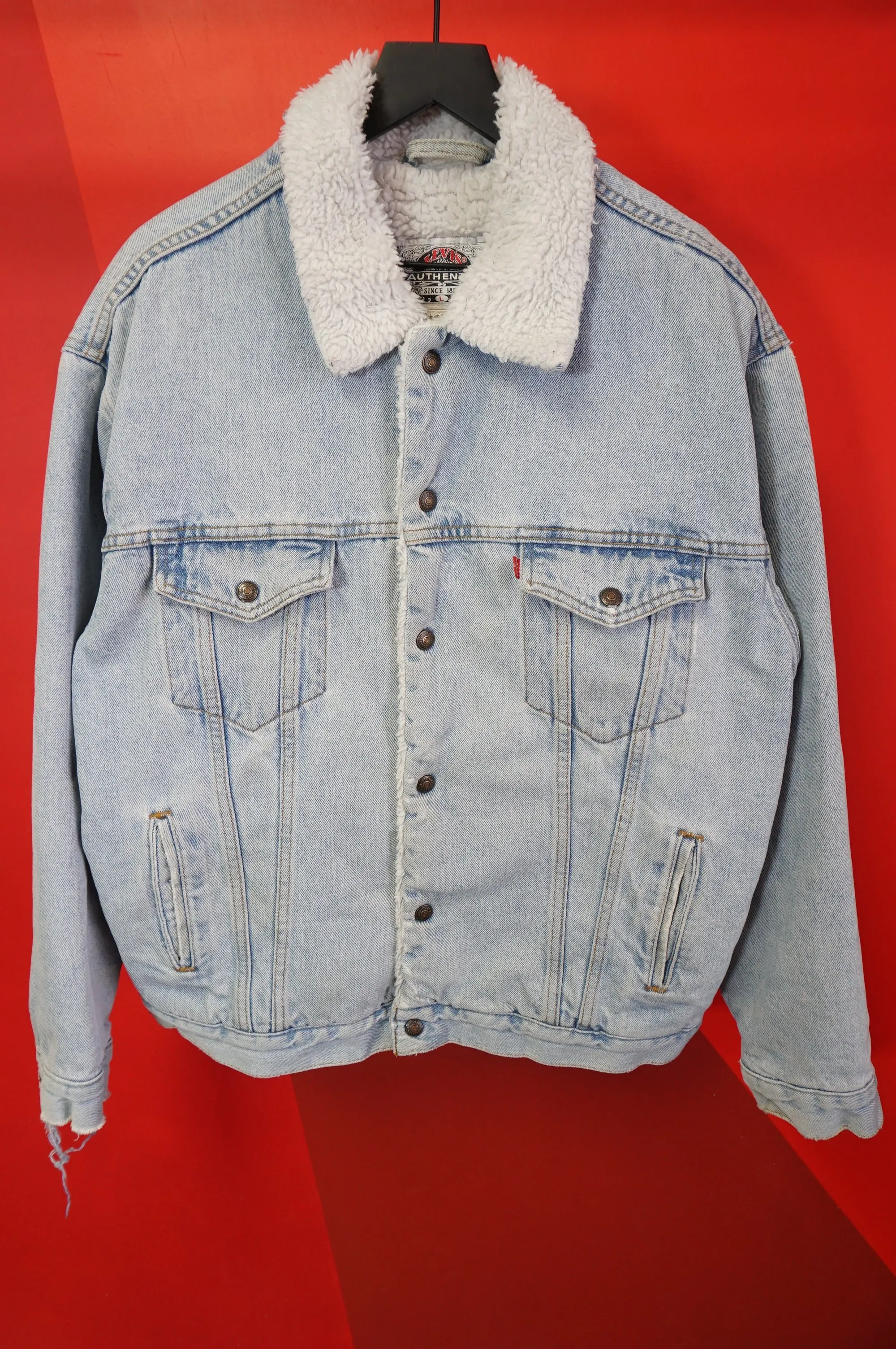 (L/XL) Vtg Sherpa Lined Levi's Denim Jacket