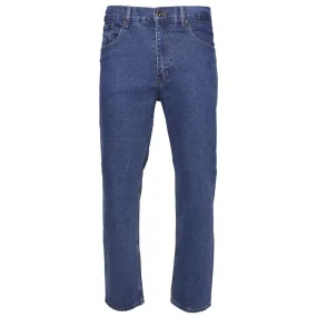 MEN DENIM JEAN PREMIUM COTTON STRAIGHT LEG STONE WASH BLUE