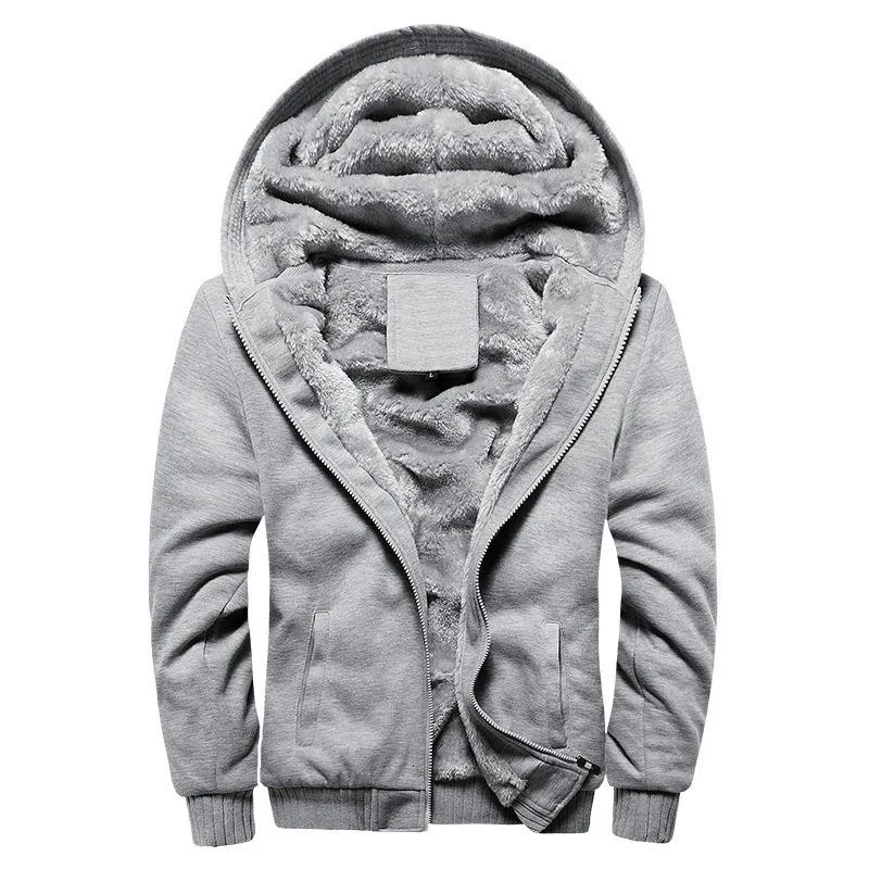 Men's Casual Fleece Hooded Jacket 64758413F