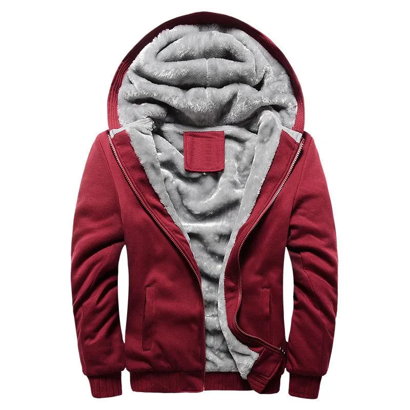 Men's Casual Fleece Hooded Jacket 64758413F