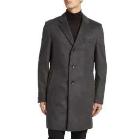 Mens Grey Longline Wool Blend Coat