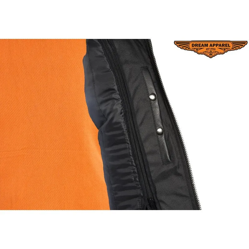 Mens Motorcycle Jacket With Diamond Pattern On The Sides & Shoulders