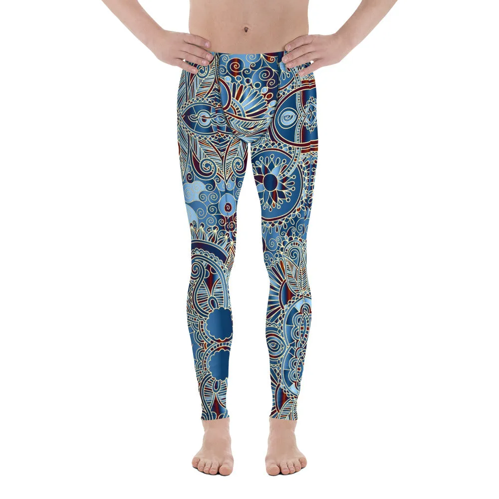 Men's Party Pants, Festival Tights, Men's Leggings, Gym Leggings, Wrestling Tights, Printed Leggings, Yoga Leggings, Blue, Grey Man Pants