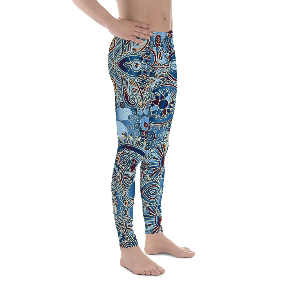 Men's Party Pants, Festival Tights, Men's Leggings, Gym Leggings, Wrestling Tights, Printed Leggings, Yoga Leggings, Blue, Grey Man Pants