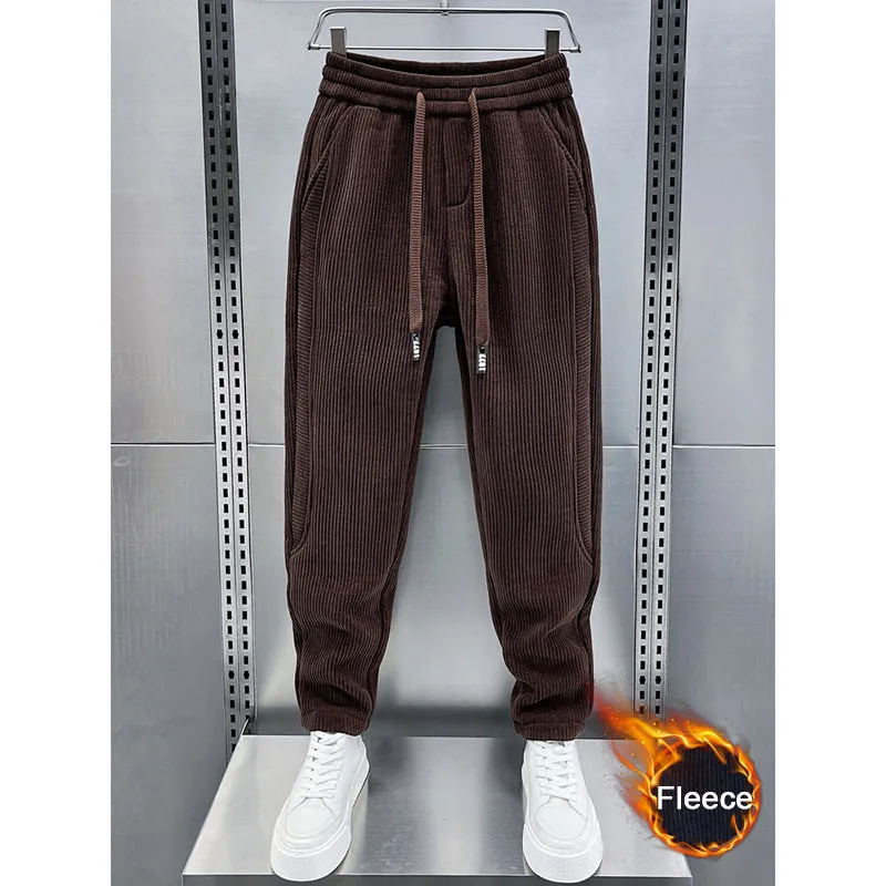 Mid-rise Loose-fitting Corduroy Track Pants