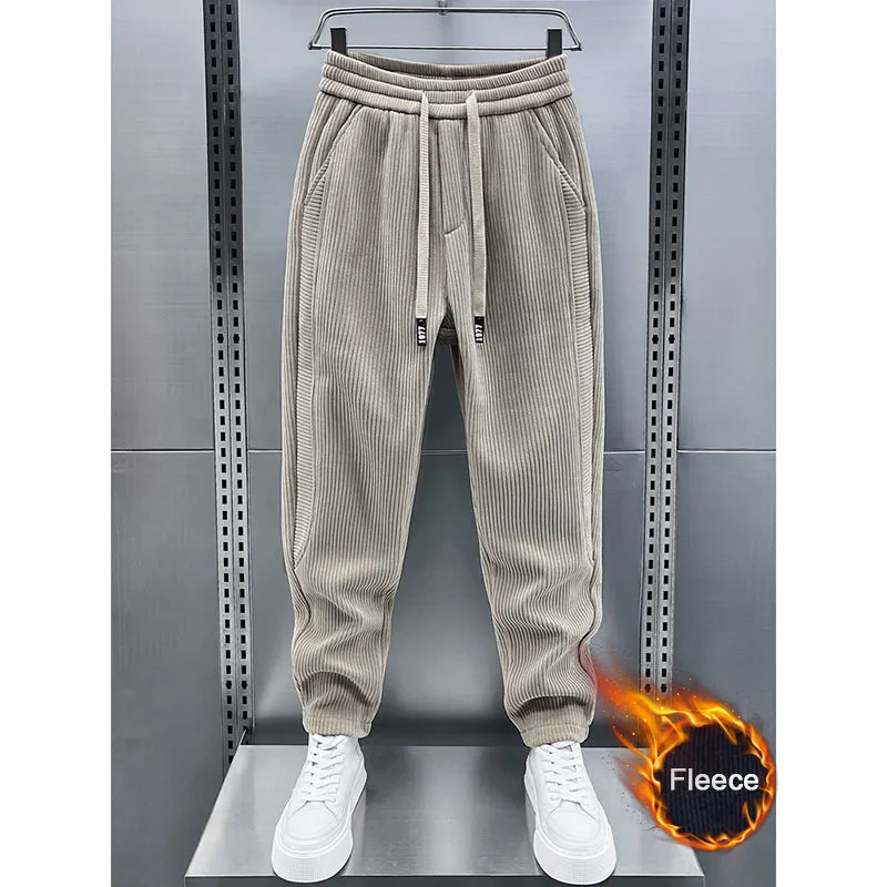 Mid-rise Loose-fitting Corduroy Track Pants