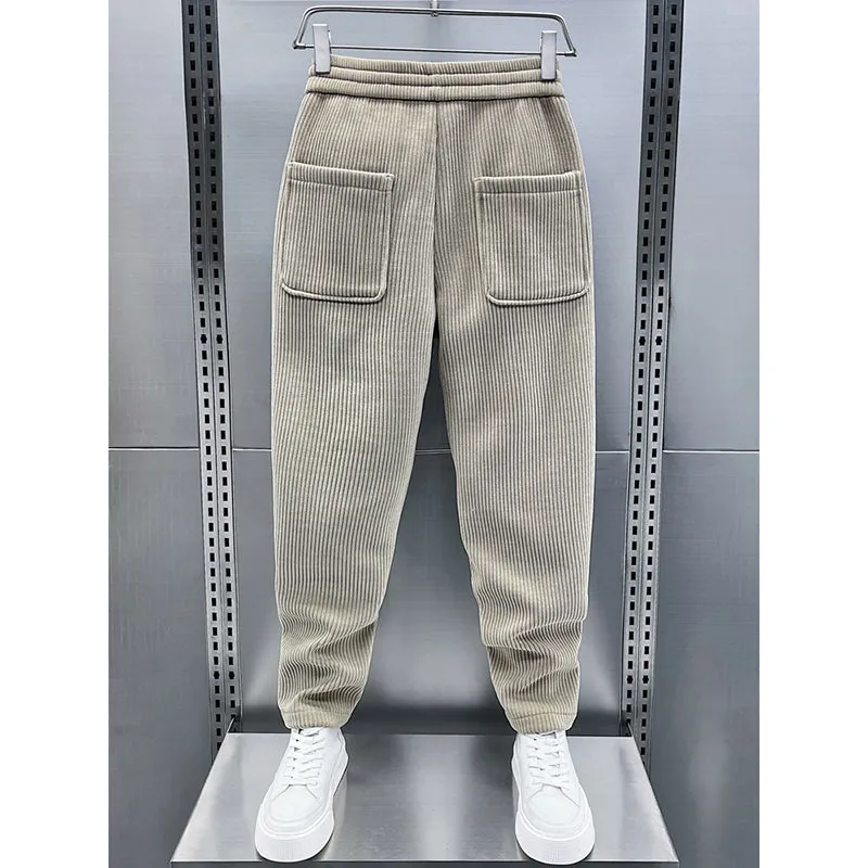 Mid-rise Loose-fitting Corduroy Track Pants