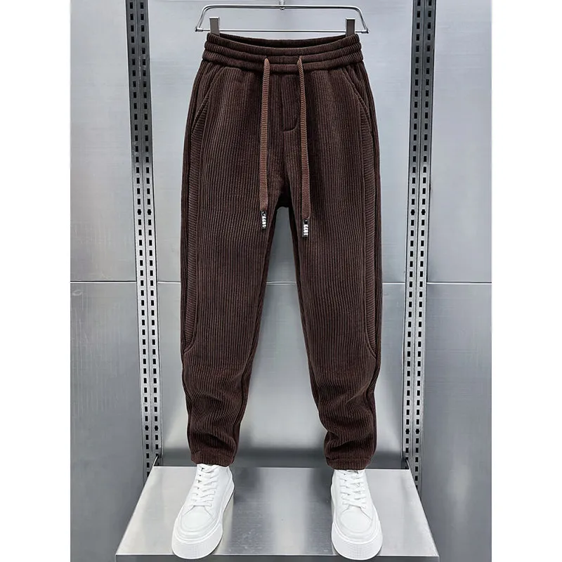 Mid-rise Loose-fitting Corduroy Track Pants