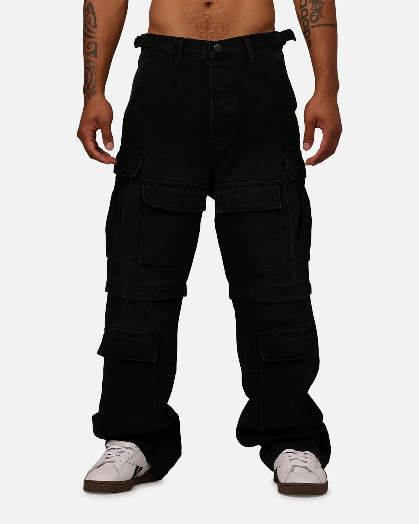 MNML Ultra Baggy Dirt Rain Cargo Denim Jeans Black