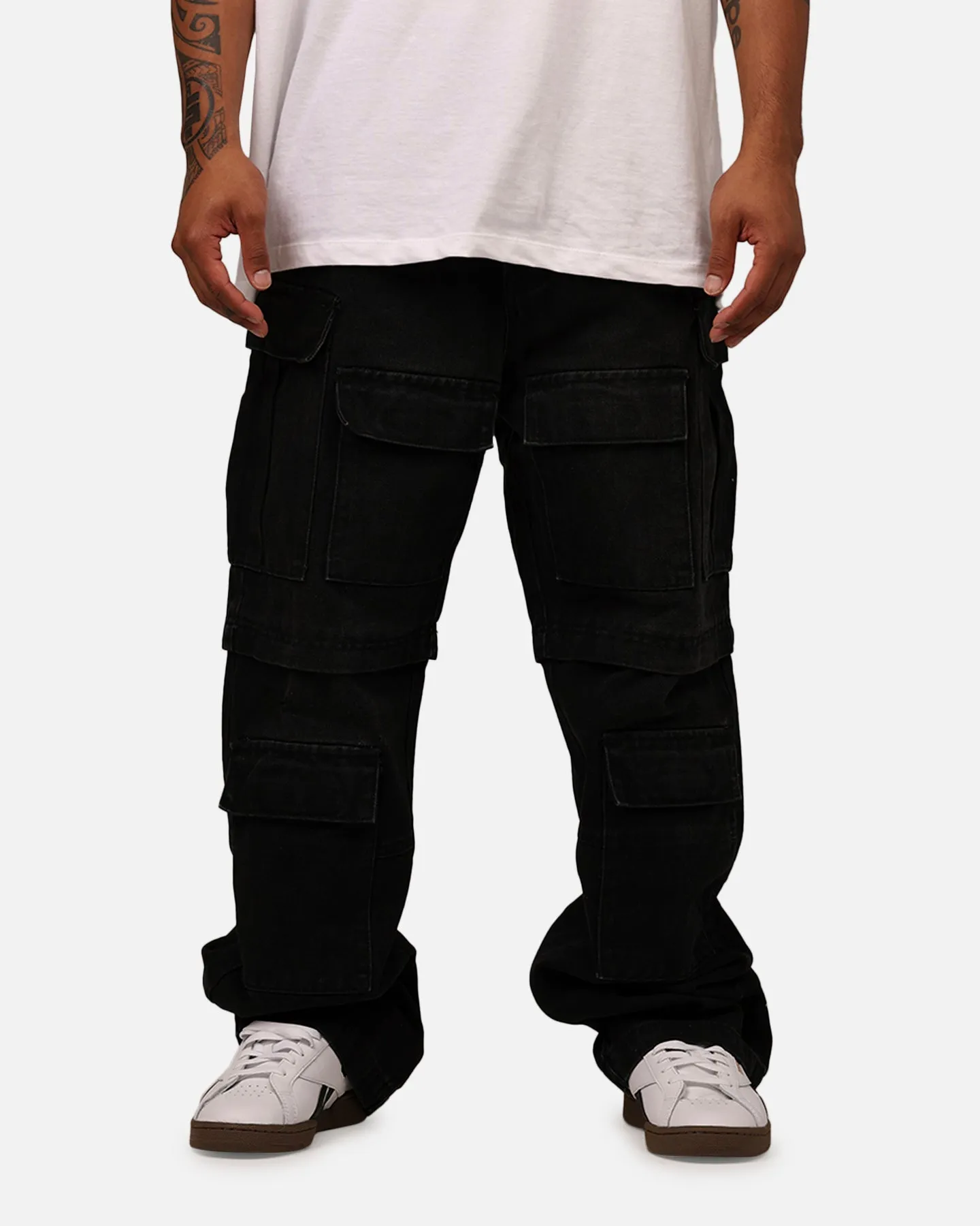 MNML Ultra Baggy Dirt Rain Cargo Denim Jeans Black