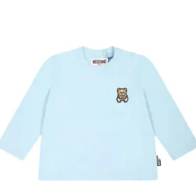 Moschino Baby Teddy Bear Patch Logo Blue T-Shirt