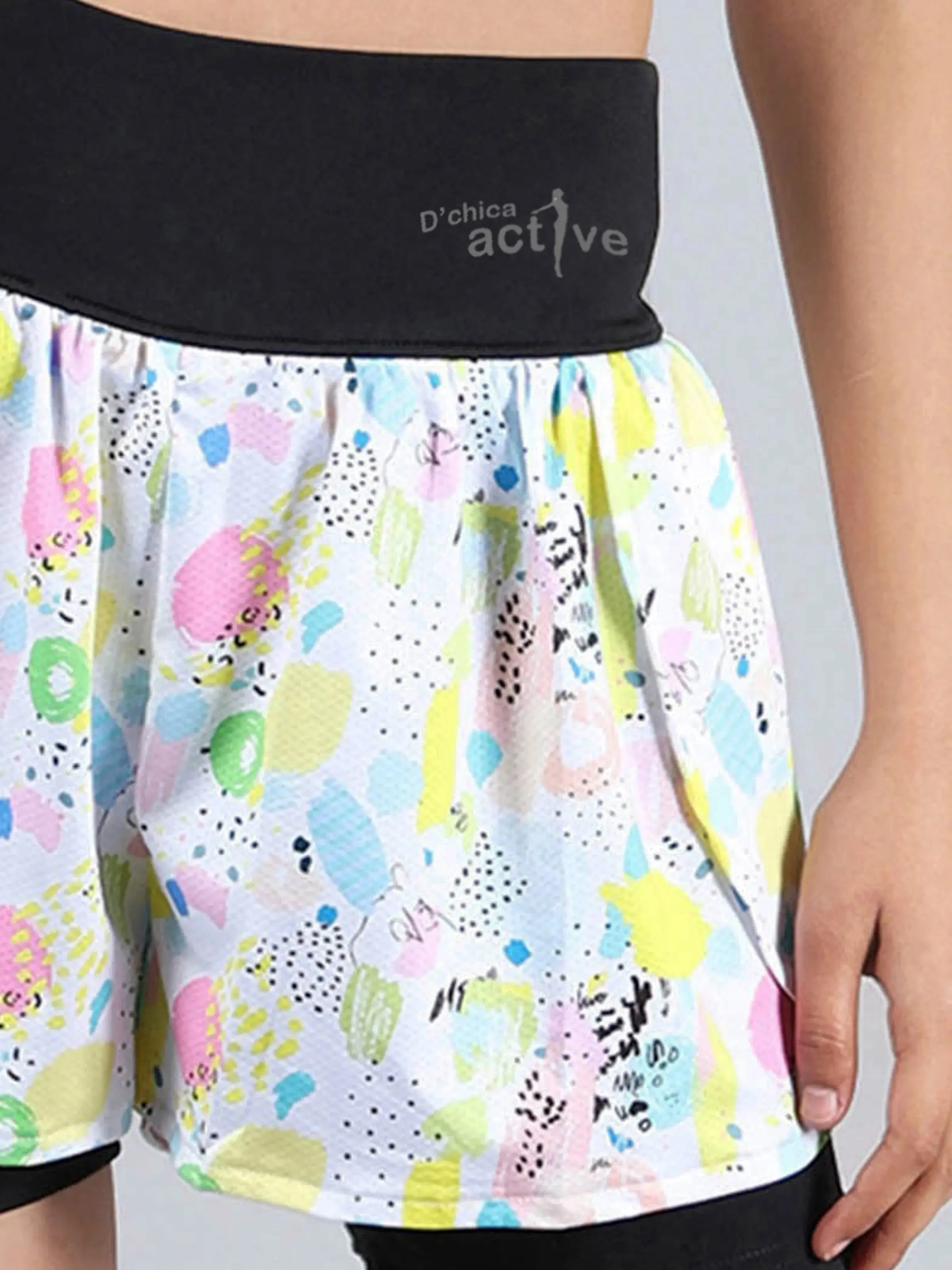 Multicolour Overlapping Shorts With Tights | Side Pocket For Essentials