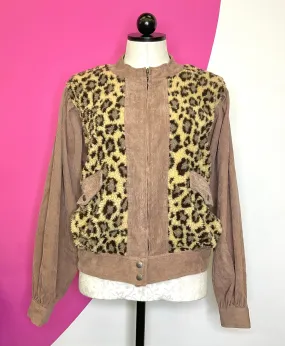 MYSTREE LEOPARD FLEECE CORD JACKET - S/M