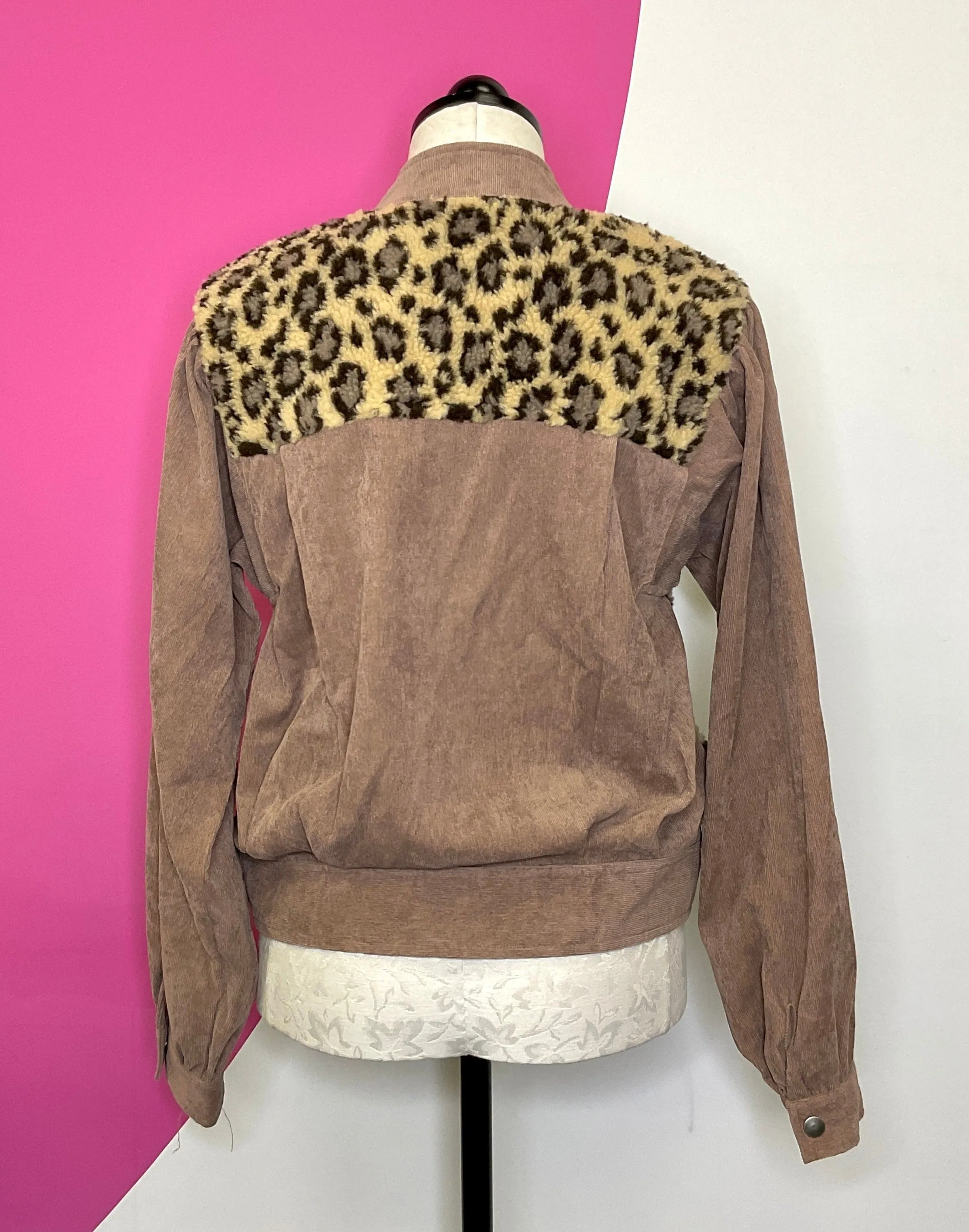 MYSTREE LEOPARD FLEECE CORD JACKET - S/M