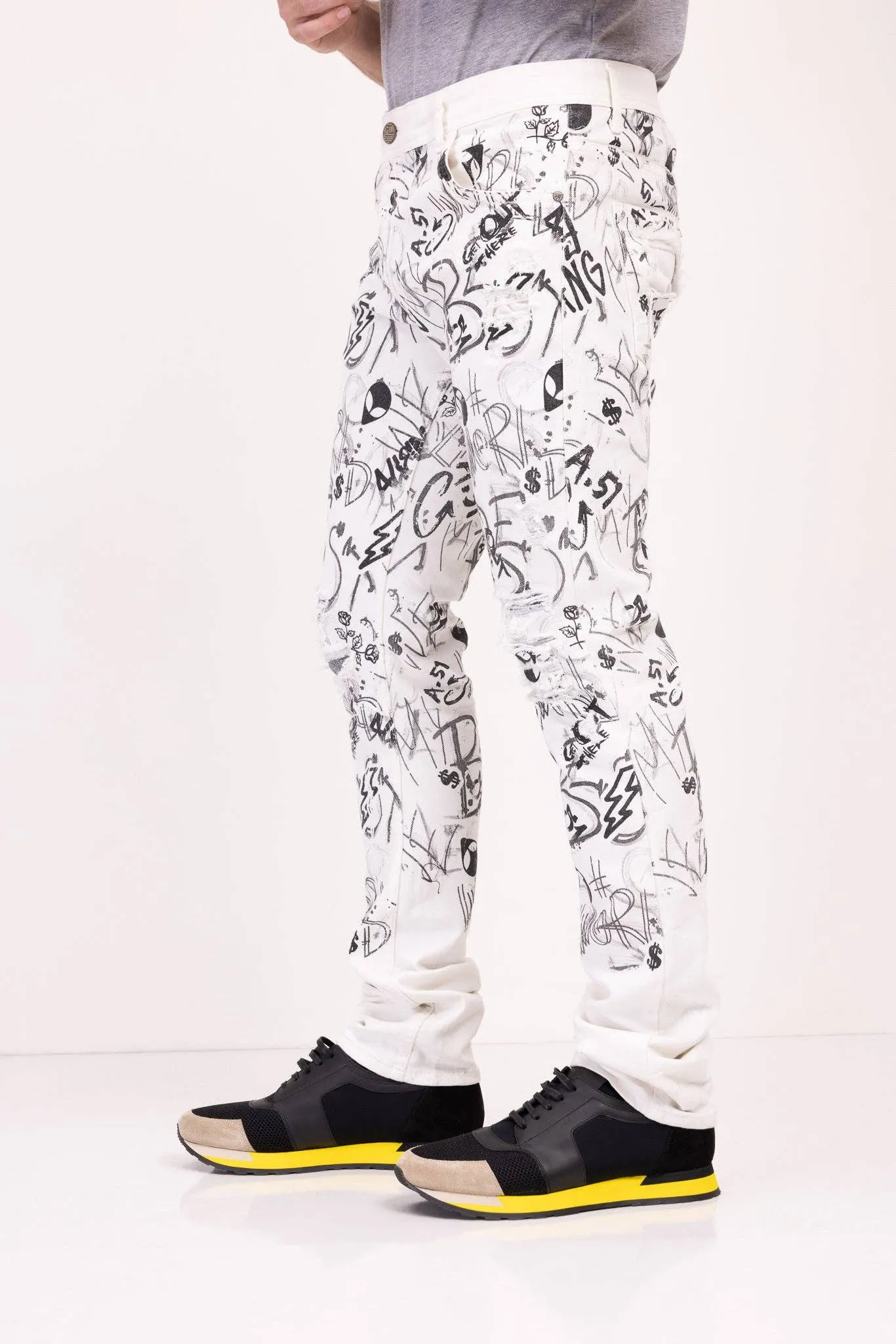 N° Scribble Denim - White Men Jeans