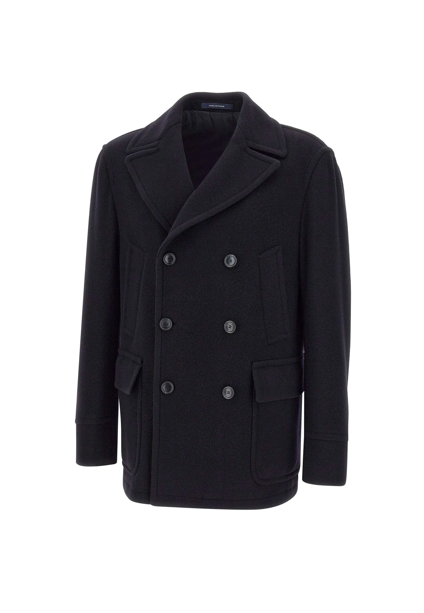 Navy Blue Wool Cashmere Blend Coat