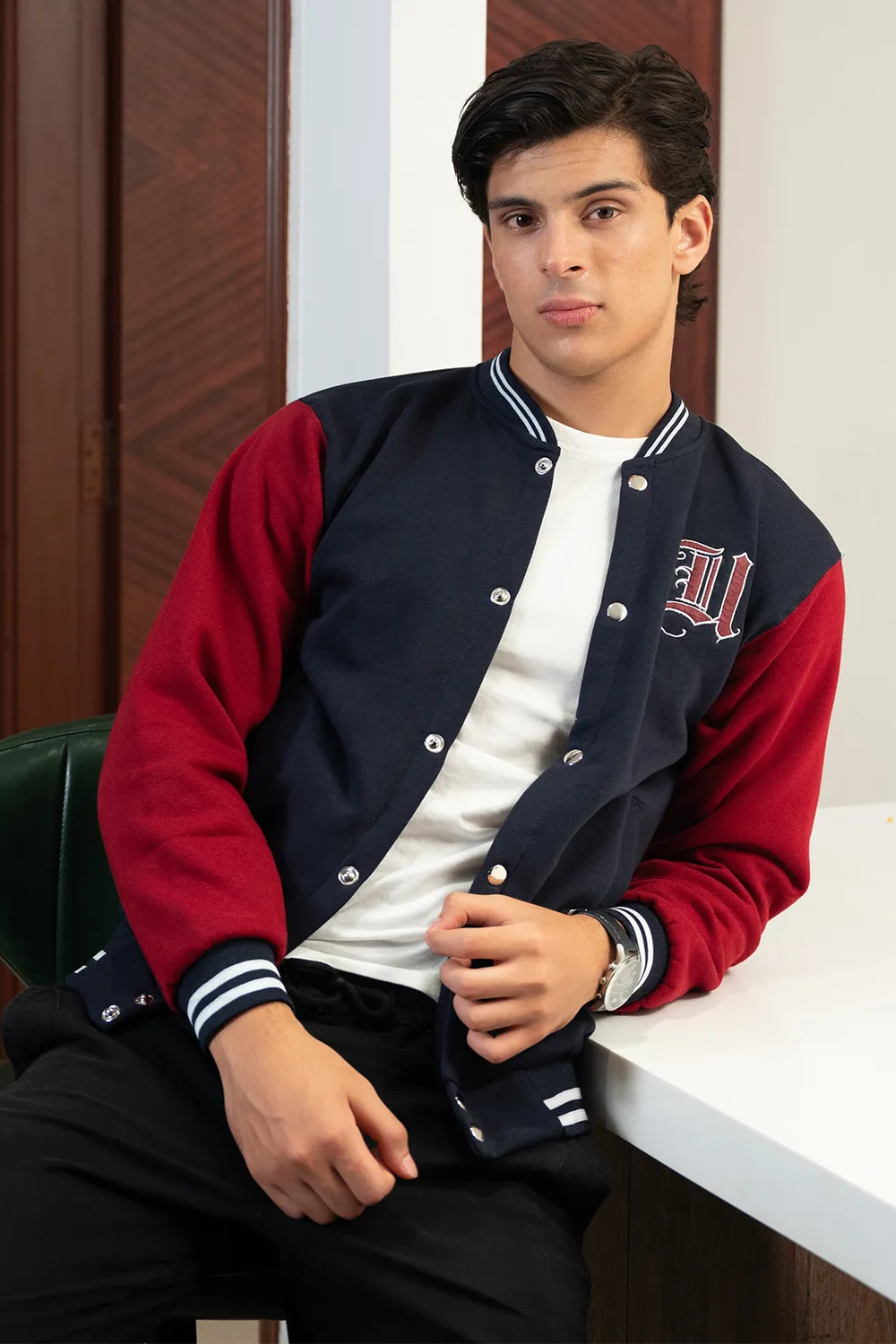 Navy Maroon Varsity Jacket