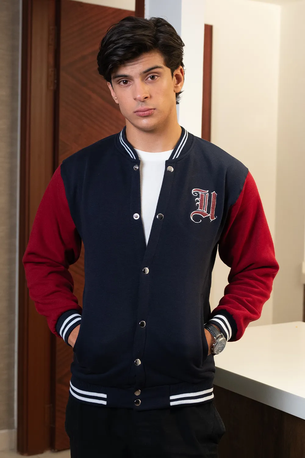 Navy Maroon Varsity Jacket