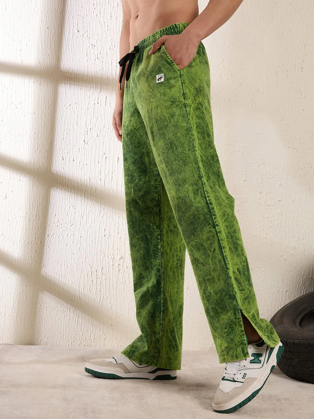 Neon Dyed Washed Cord Boot Cut Trackpants