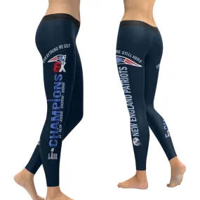 New England Patriots Super Bowl 6X Champs Leggings Navy Blue Black