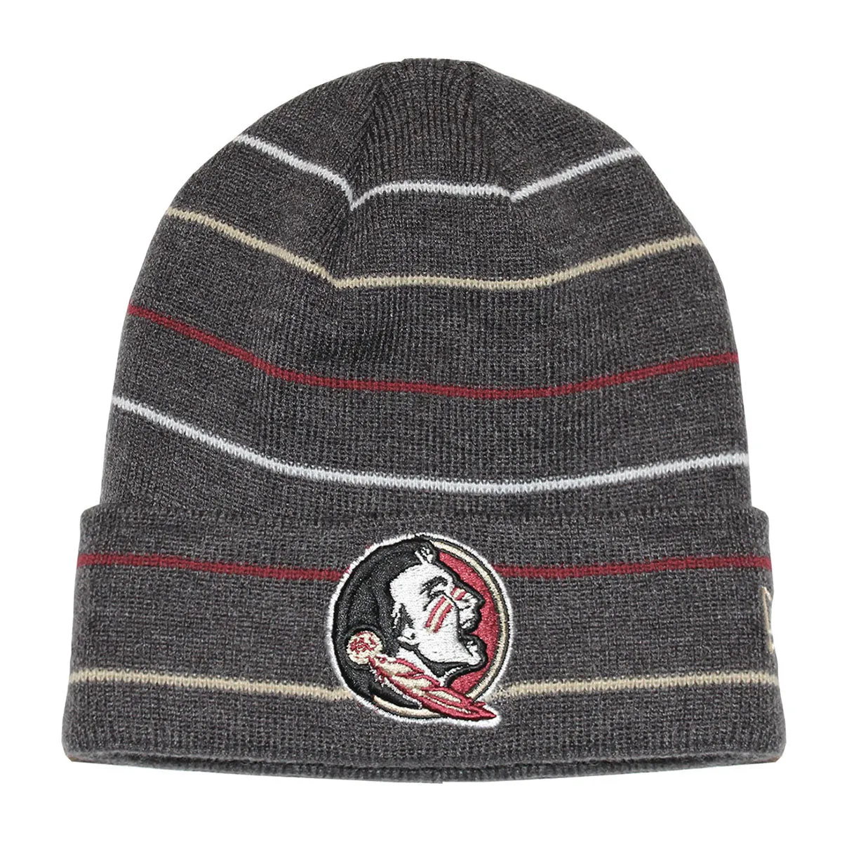 New Era Youth Seminole Logo Striped Cuff Knit Beanie - Black