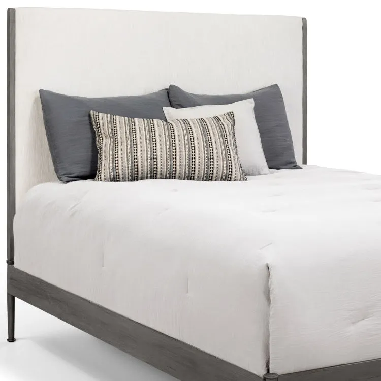 Nile Upholstered Iron Headboard with Metal Profile Platform Frame by Wesley Allen